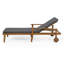 Chaise longue réglable en bois d'acacia avec coussins non poreux