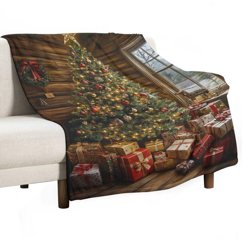 Jeté de Noël en forme de flanelle de luxe pour lit de Noël, 60 x 80 po
