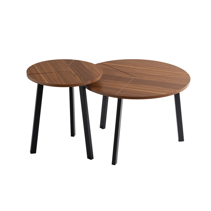 Table basse gigogne, Bois brun, Noir