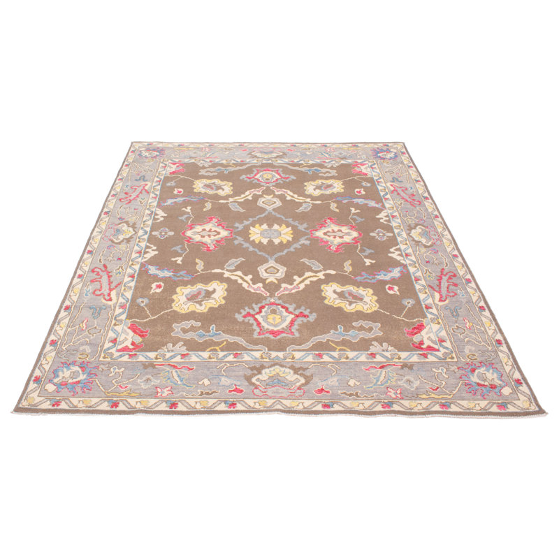 Tapis brun / beige en laine noué à la main de conception unique nouvel âge 8 pi 1 po x 10 pi 3 po Monticello