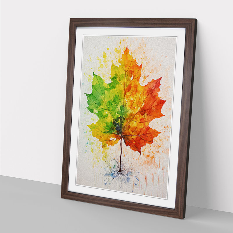 Leaf Gestural No.2 - Framed Print, 46cm H x 34cm W x 2cm D, Walnut