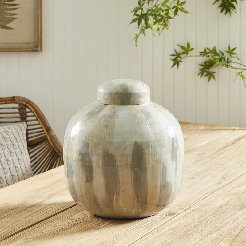 Almeta White Pearl 14" Metal Jar