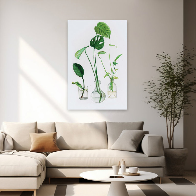 Fenêtre Jardin - Nature morte contemporaine plantes vertes, art, H 60 po x l 40 po