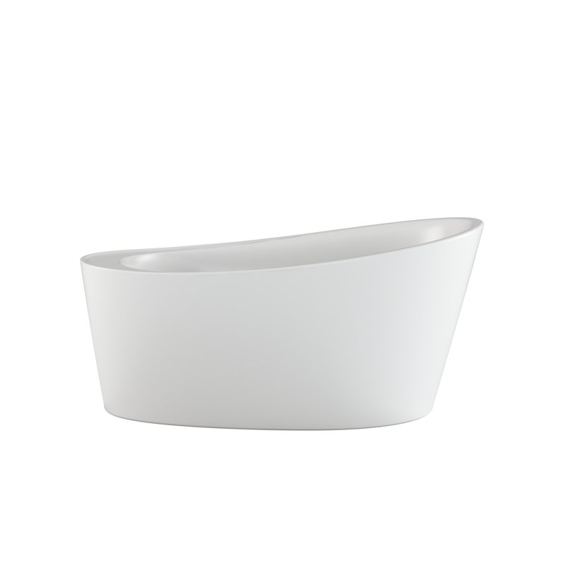 BRIA® 5934 Deck Mount Compatible Acrylic Freestanding Soaking Slipper Bath End Drain White with Chrome & White Toe Tap Drains