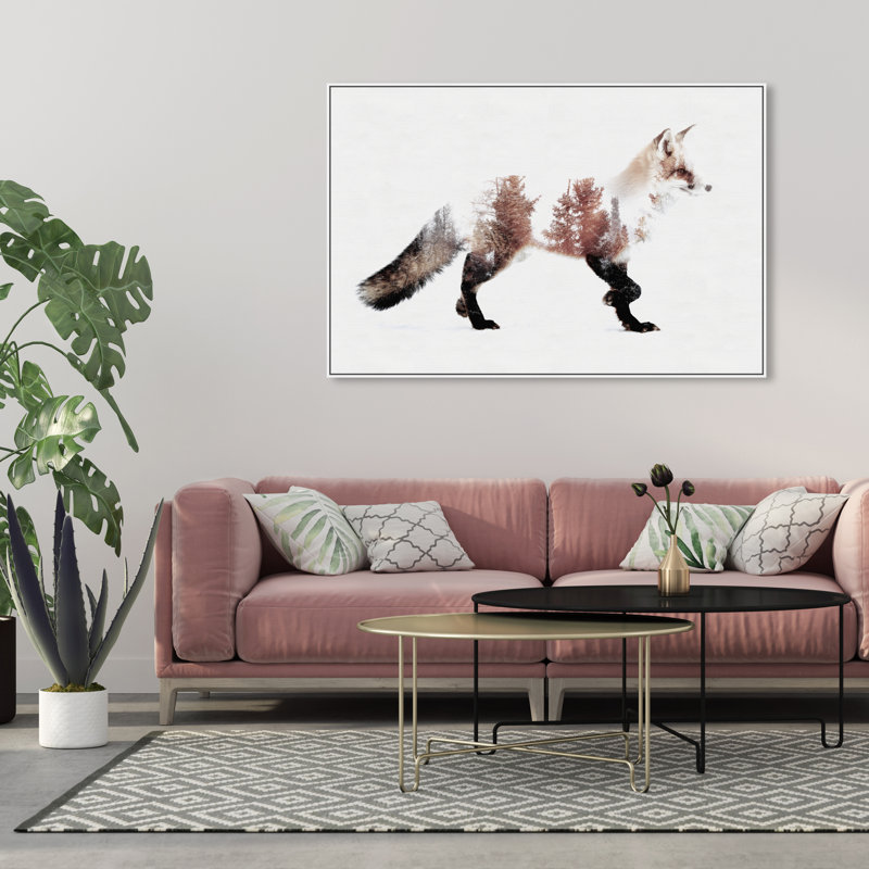 The Fox - reproduction d'impression, Toile blanche encadrée, H 36 po x l 54 po x P 1,5 po
