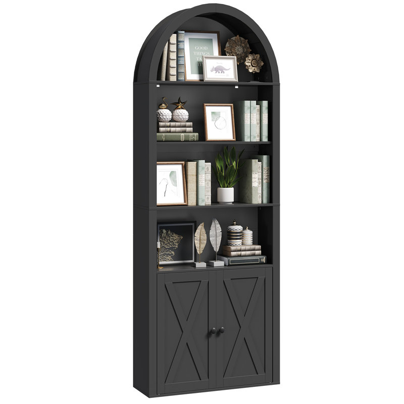 Bibliothèque de style campagnard à 6 niveaux avec bibliothèque, Noir