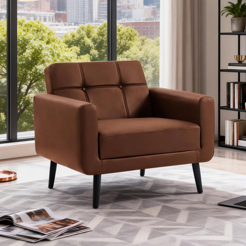 Faux Leather Accent Chair, Brown