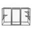 Cage à chat spacieuse en bois avec toit imperméable et pédales réglables - gris noir