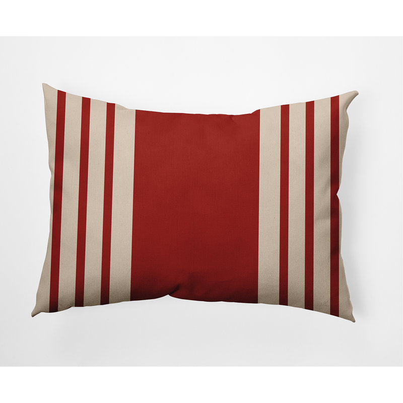Stripe A Balance No Decorative Addition Outdoor Reversible Throw Pillow, 14" x 20", Maple Red