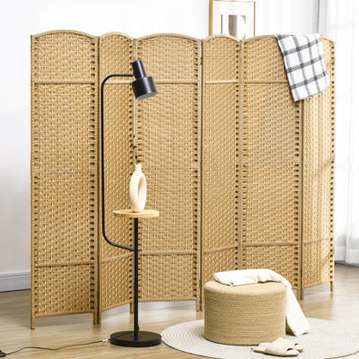 Paravent HOMcom, paravent pliant 6 panneaux, cloison autoportante de 5,6 pi de hauteur pour bureau à domicile, chambre à coucher, bois naturel