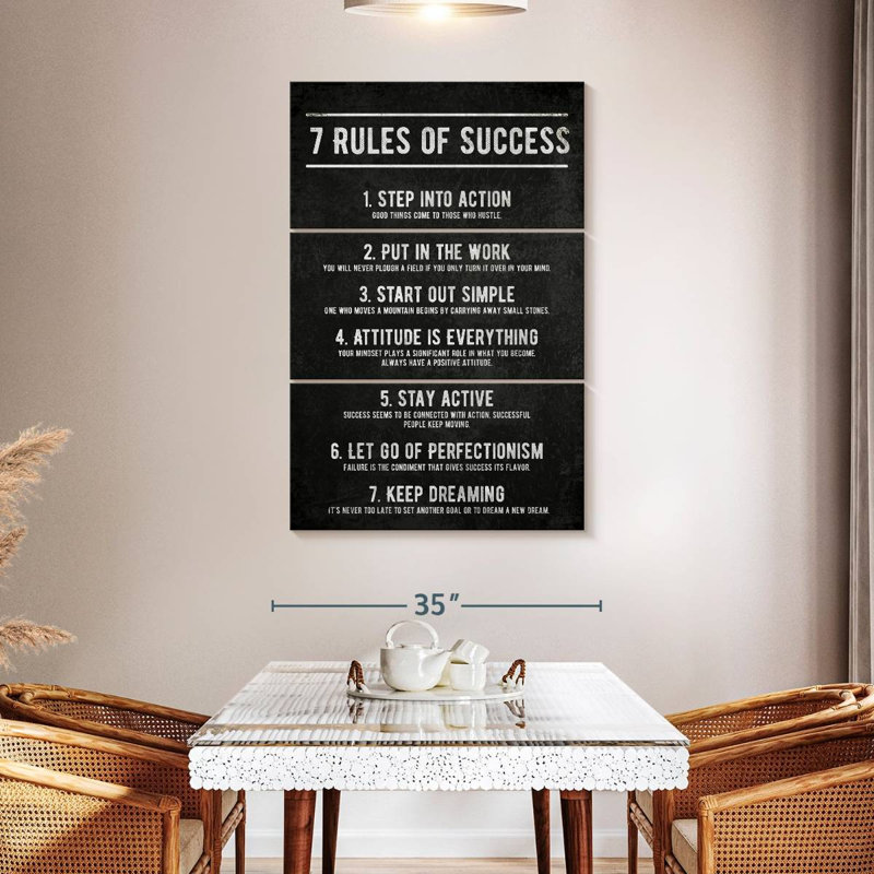 7 Rules Of Success, H 50 po x l 32 po x P 1,25 po