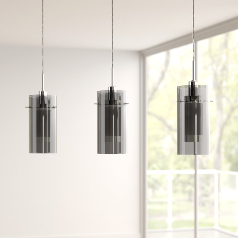 Luminaire suspendu pour îlot de cuisine 3 lumières Araceli, Fumée