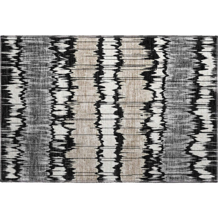 Premium Machine Washable Prisco Black Rug