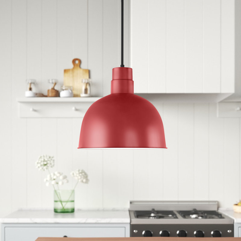 Luminaire suspendu en forme de dôme à 1 lumière Helena, Noir satiné, H 11 po x l 10 po x P 10 po