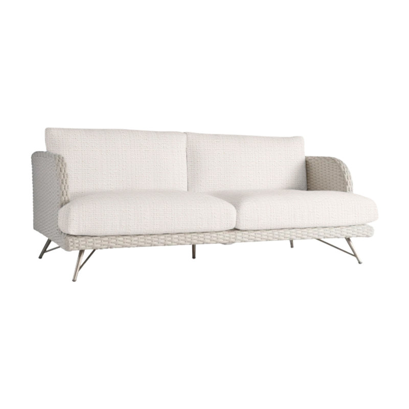 Isola Outdoor Metal Loveseat, White Sunbrella 6063-000