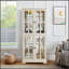 Vitrine antique avec portes en verre et tablettes réglables pour objets de collection, quatre portes-1399450697