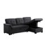 Dark Grey Linen Sectional With Reversible Sleeper, Storage Chaise, Medium Firmness Plump Stitching, 54" Deep