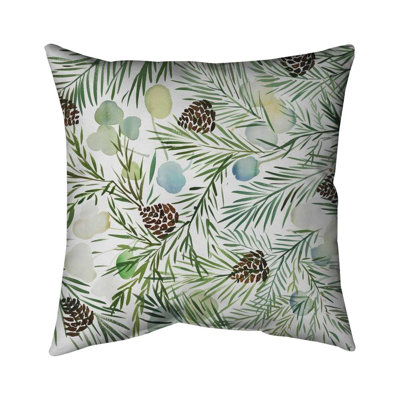 Pine cone pattern - 20"x20" Outdoors Throw pillow - Spun poly - Print on demand