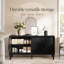 Buffet rustique de style campagnard avec porte à motif soleil symétrique, meuble télé robuste avec étagères réglables, armoire de rangement en bois
