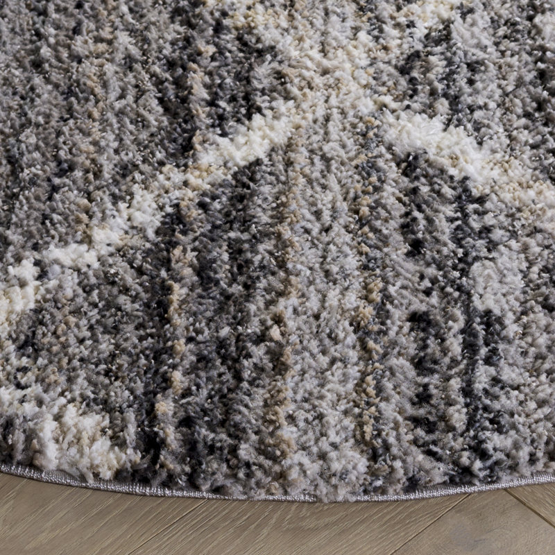 Everett Shag Performance Geometric Indoor Rug, Round 6'7"