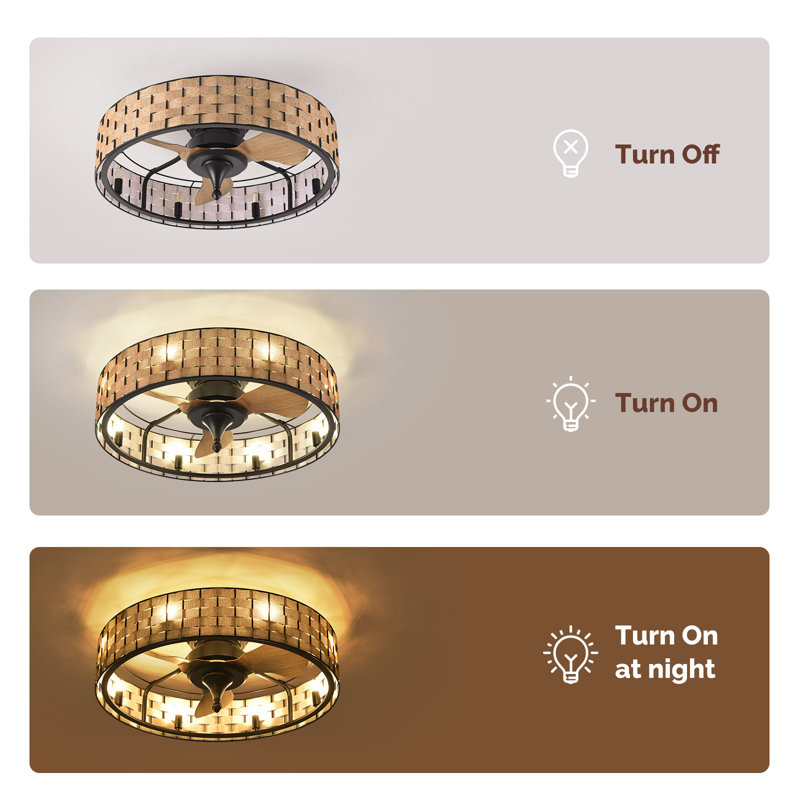 Ventilateur de plafond encastré 24,8 po avec 8 ampoules Bay Isle Home ™ - application / télécommande