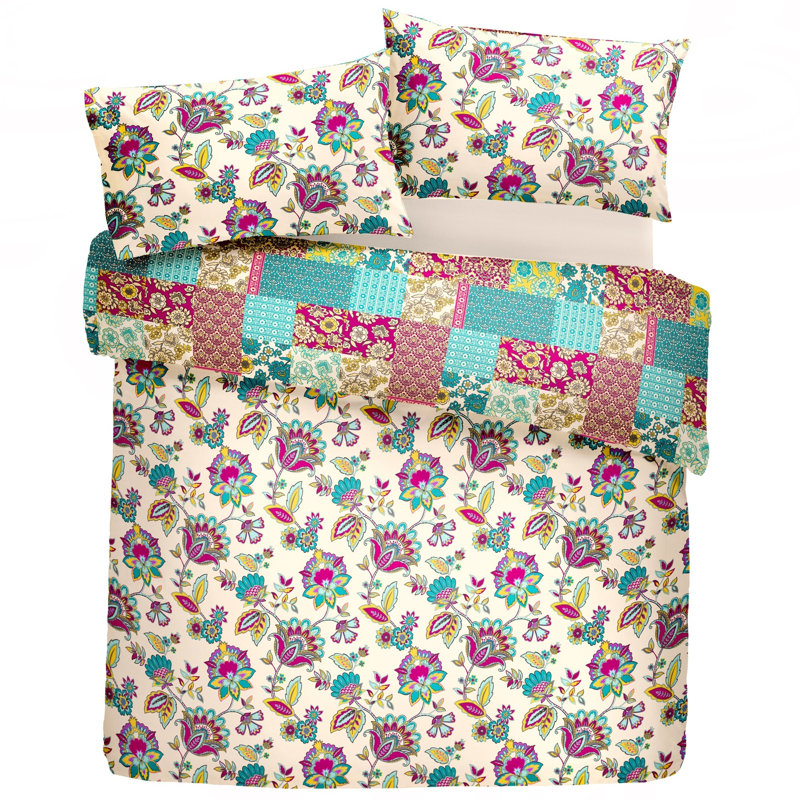 Marinelli Duvet Cover Set, Double - 2 Standard Pillowcases, Teal/Pink
