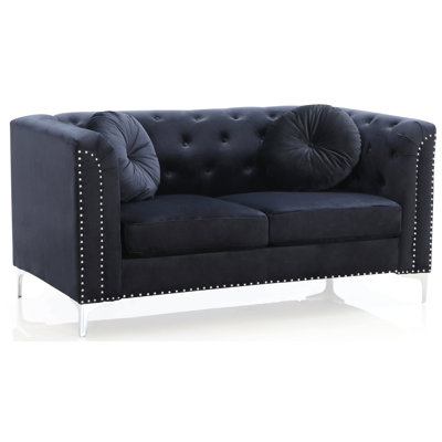 Sleek Black Contemporary Loveseat