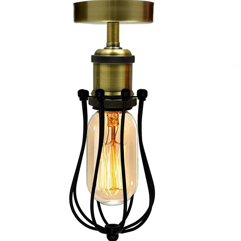 Boligee Semi Flush Mount, Green Brass, Black