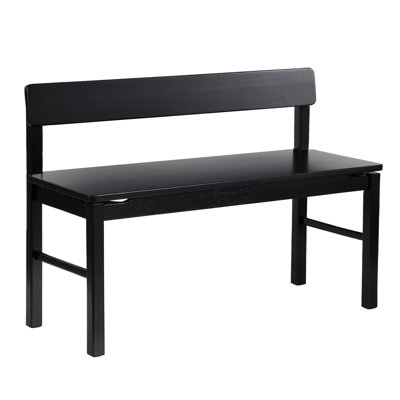 39.8" Wide Modern Minimalist Design Black Solid Wood Dining Bench