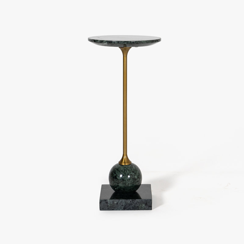 Laura Round Marble Drink Table, Green