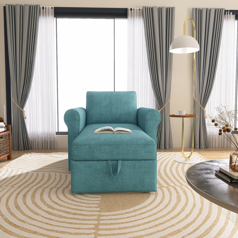 Fauteuil convertible en lin 34 po 3 en 1, Sarcelle