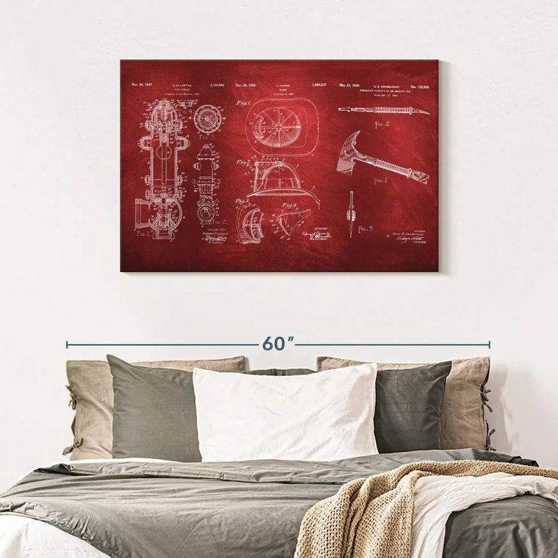 Firefighter Patents, reproduction sur toile, H 30 po x l 45 po