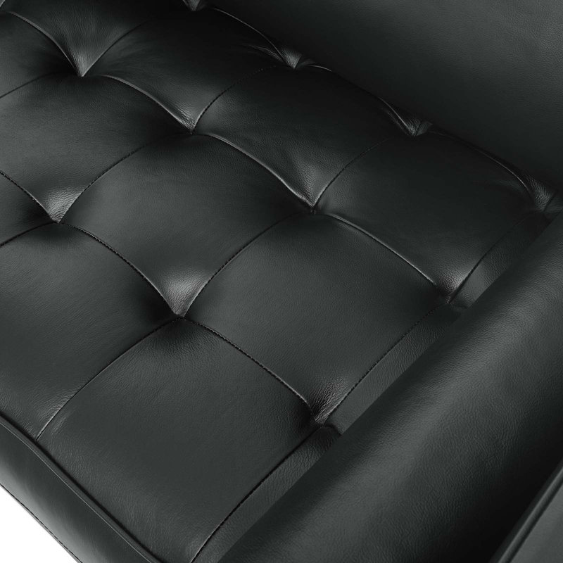 Valour Leather Sofa, Black Genuine Leather