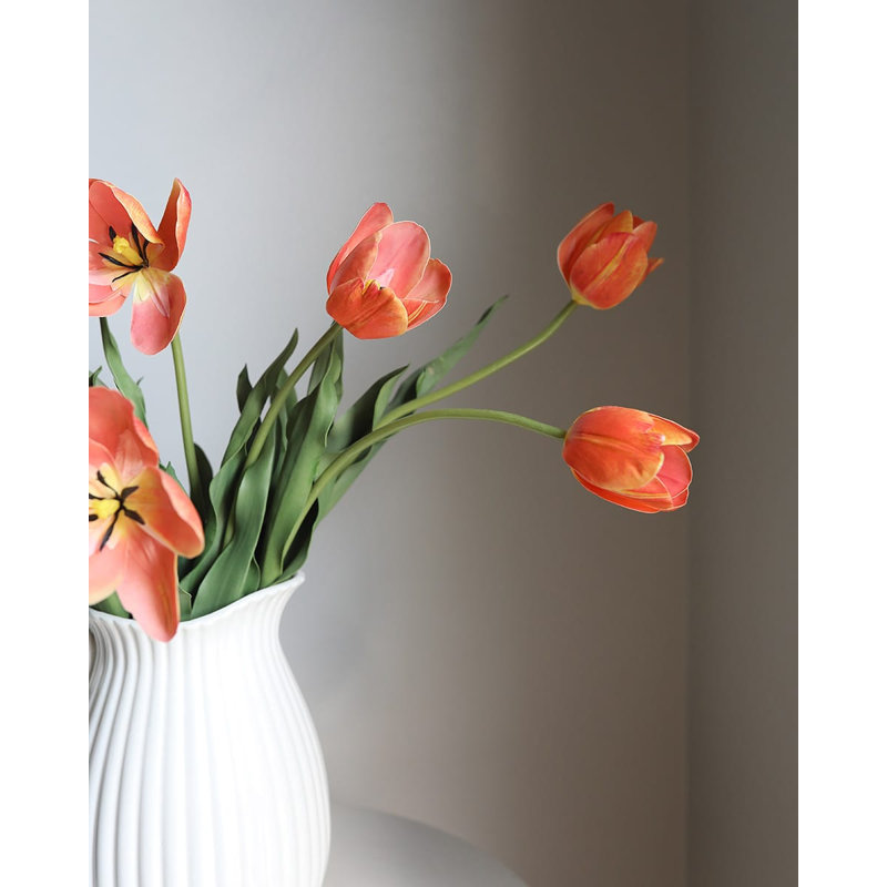 Yellow Orange Tulip 22.5", White