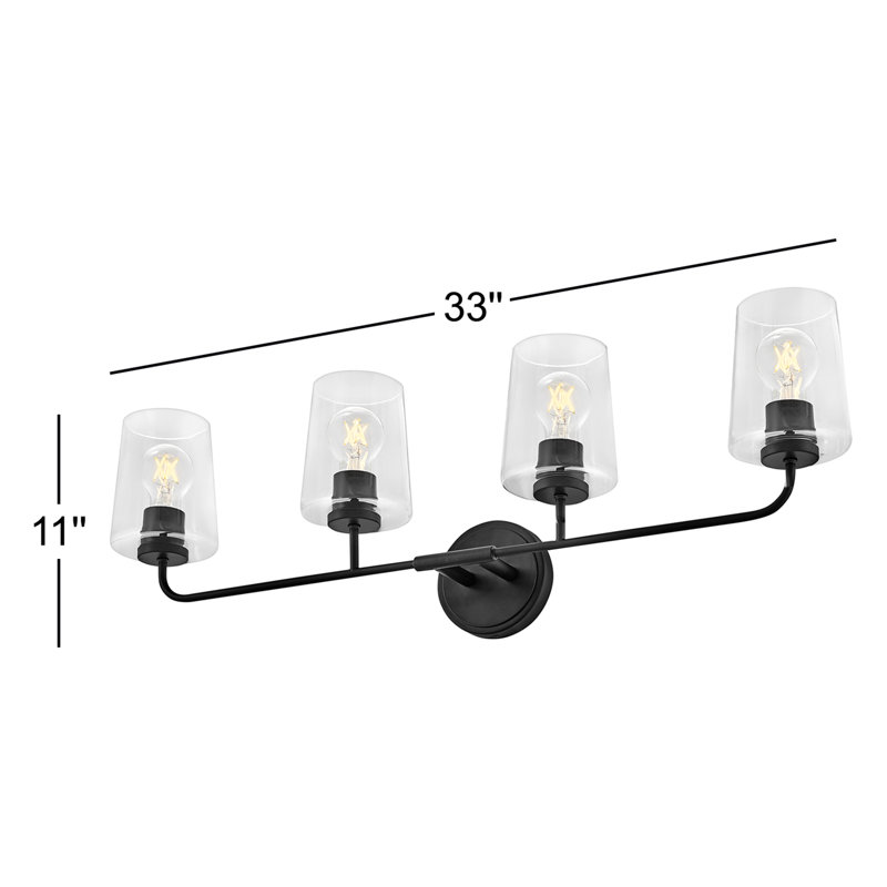 Éclairage pour salle de bain 4 lumières Verbena, Noir