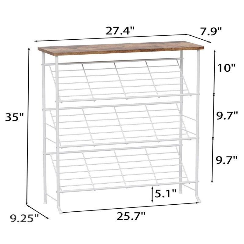 Anjalee 12 Pair Shoe Rack, Brown/White