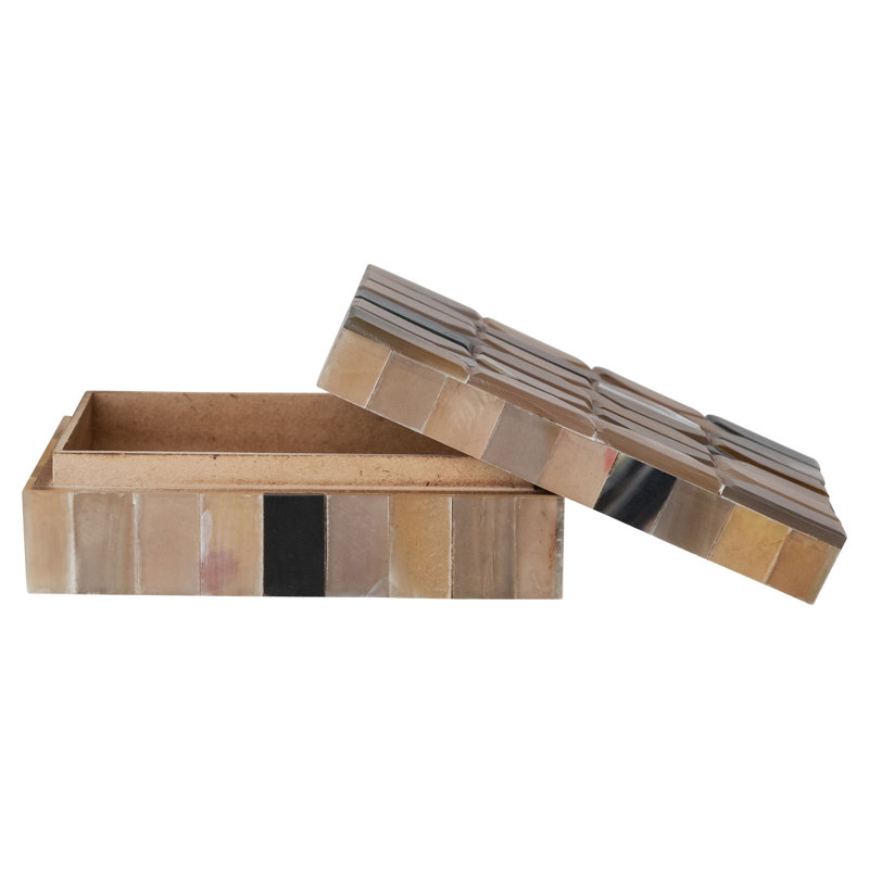Handmade Natural Horn And Wood Rectangular Storage Box