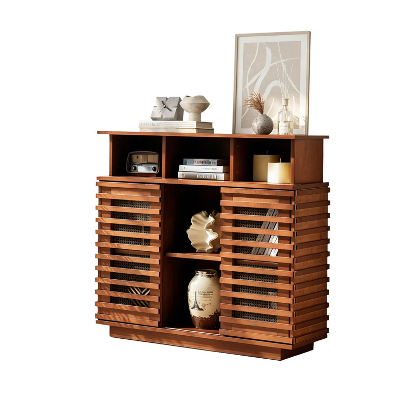 Buffet Farmhouse avec portes coulissantes et tablette réglable, Walnut