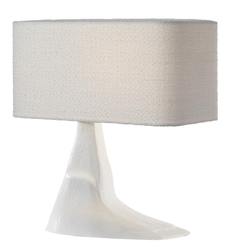 Anne-Marie Barton Terra-Forma 23" Left Table Lamp in Museum Pewter with Boucle Shade, Aluminum, White