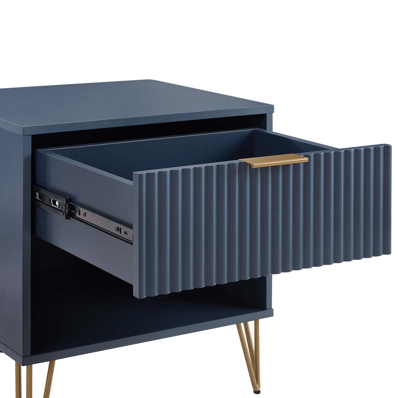 Table de chevet cannelée 20 po Dumbo (bleu minuit) Dumbo, Bleu foncé / or
