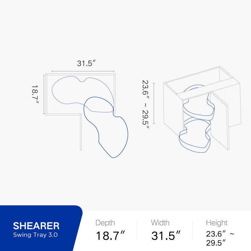 Tablette d'angle à 2 niveaux Shearer, Vers la droite