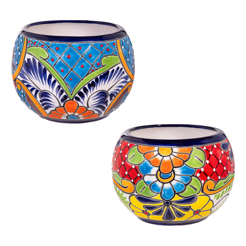 Jardinière en céramique 7 po Talavera Baul, ensemble de 2