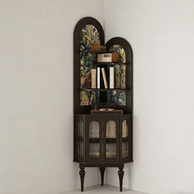 Armoire de coin noire en bois massif