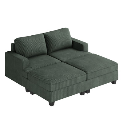 Corduroy Sleeper Sectional For Small Space Upholstered Sofa Bed