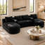 Canapé d'angle en forme de U de 157,5 po de largeur, recouvert de tissu, avec double méridienne, coussins cylindriques et oreillers.-2058984439