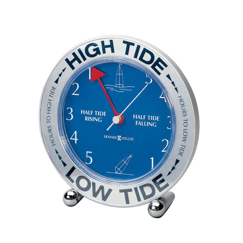 Silver and Blue Acrylic Quartz Table Clock with Tide Indicator