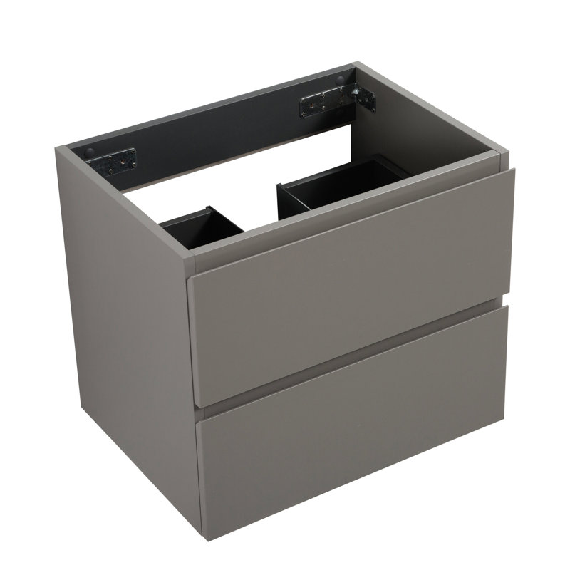 Modern Gray Bathroom Vanity Without Basin, Wall Mounted Cabinet With 2 Drawers, Silent For Quiet Function, Sufficient Storage Mount Basin - Usage, Volume