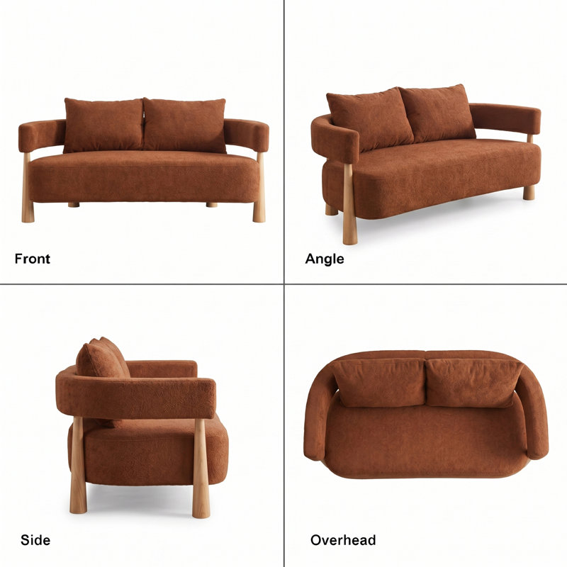 Premium Loveseat  67'' Upholstered Solid Loveseat, Ocher