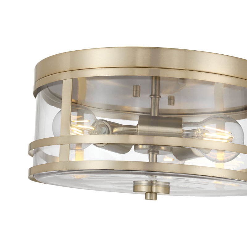 Lunden  13" Wide 3-Light Flush Mount, Modern Gold