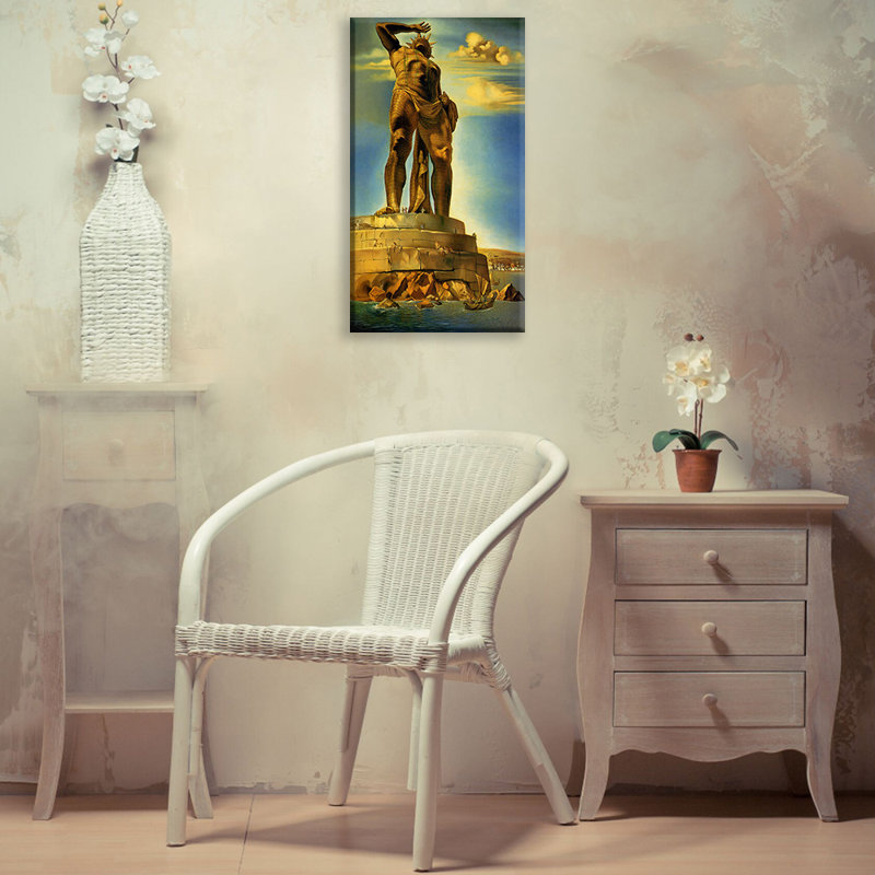 «The Colossus of Rhodes» par Salvador Dali, toile tendue avec châssis, H 24 po x l 17 po